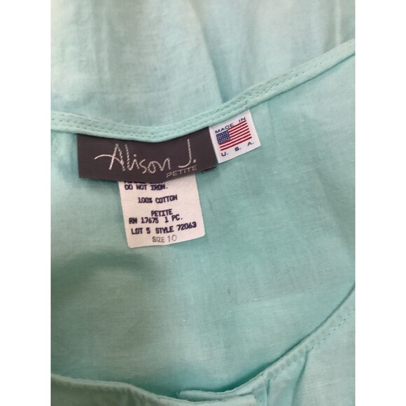 Vintage Allison J Petite Women's Size 10 Turquoise Tiered Sleeveless Maxi Dress - Picture 7 of 9